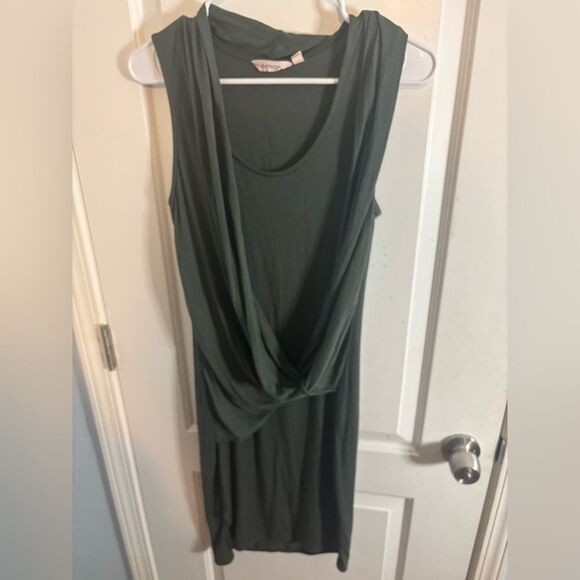 Athleta Green duet jasper faux wrap Sheath Midi Dress with Cowl Neck size xs EUC - Picture 2 of 4